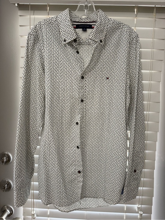 Tommy Hilfiger Other - Tommy Hilfiger White Shirt with Black Micro Dot Print